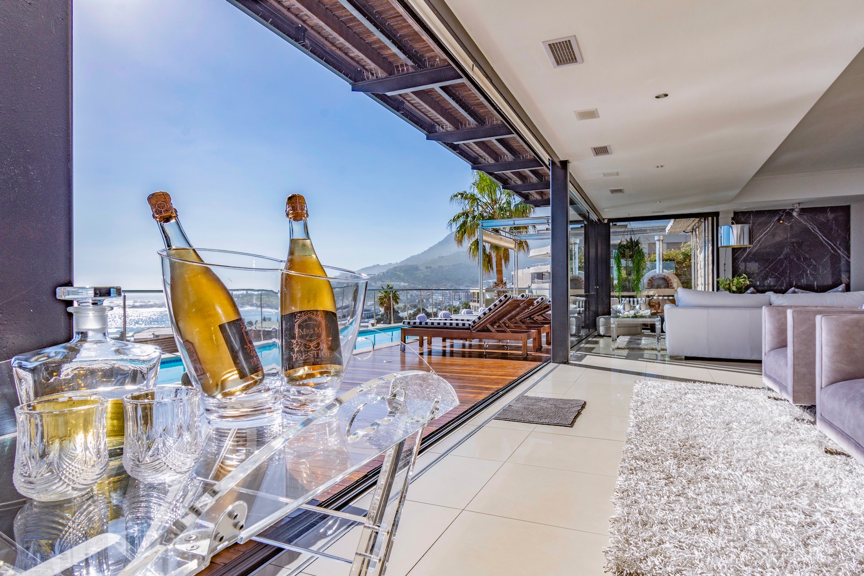 Living Area with Pool View